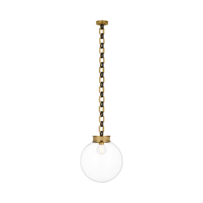 Bellamy Single Chandelier in Soft Brass and Bronze/Clear Glass (16-Inch).