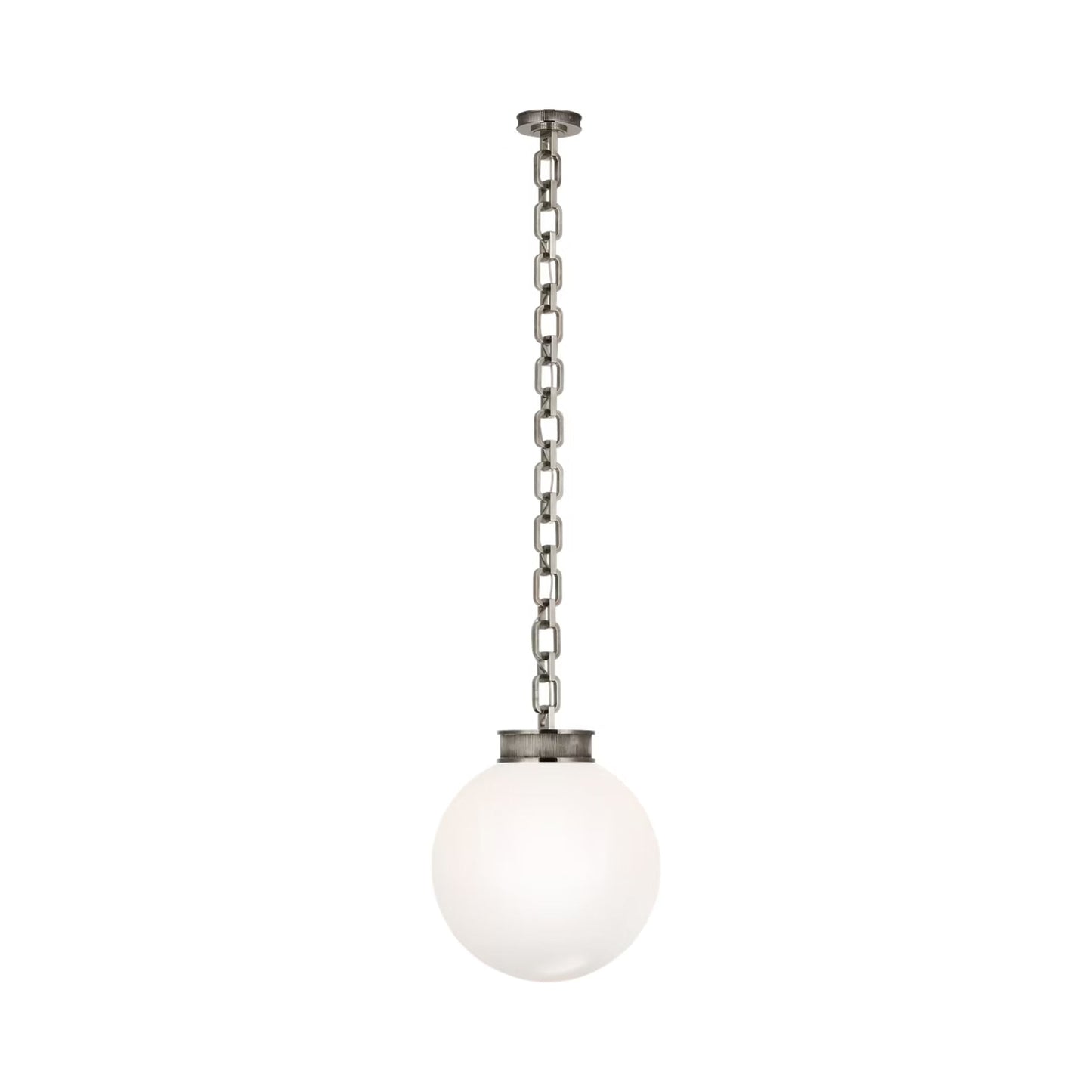Bellamy Single Chandelier in Pewter/White Glass (16-Inch).