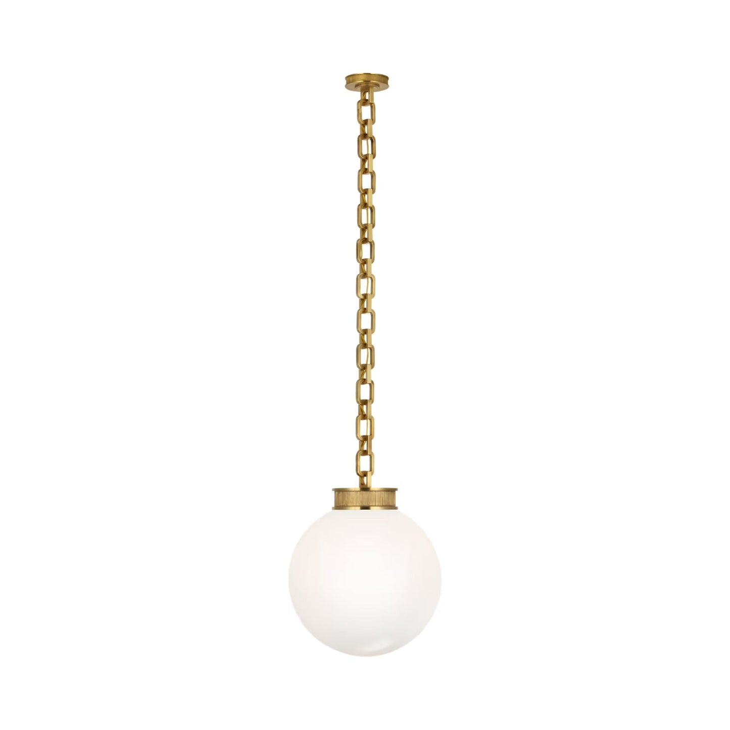 Bellamy Single Chandelier in Soft Brass/White Glass (16-Inch).