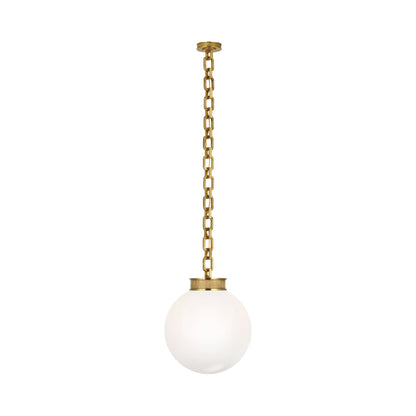 Bellamy Single Chandelier in Soft Brass/White Glass (16-Inch).