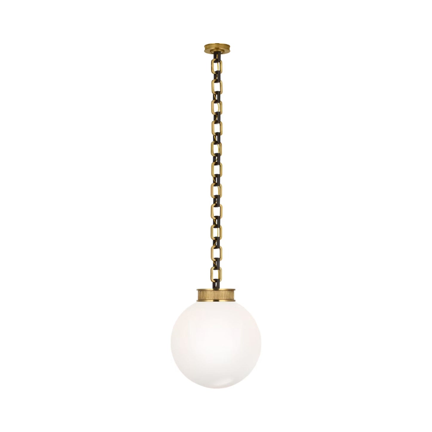 Bellamy Single Chandelier in Soft Brass and Bronze/White Glass (16-Inch).