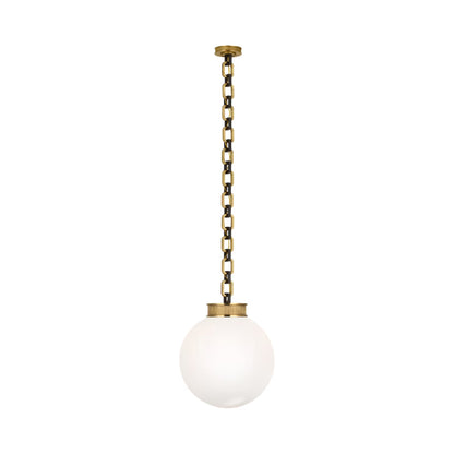 Bellamy Single Chandelier in Soft Brass and Bronze/White Glass (16-Inch).