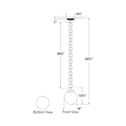 Bellamy Single Chandelier - line drawing.