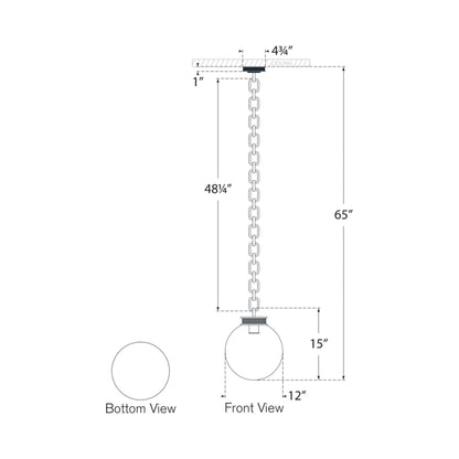 Bellamy Single Chandelier - line drawing.