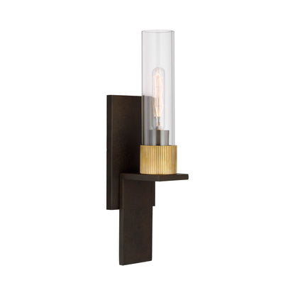 Beza Bath Wall Light in Warm Iron/Antique Brass.