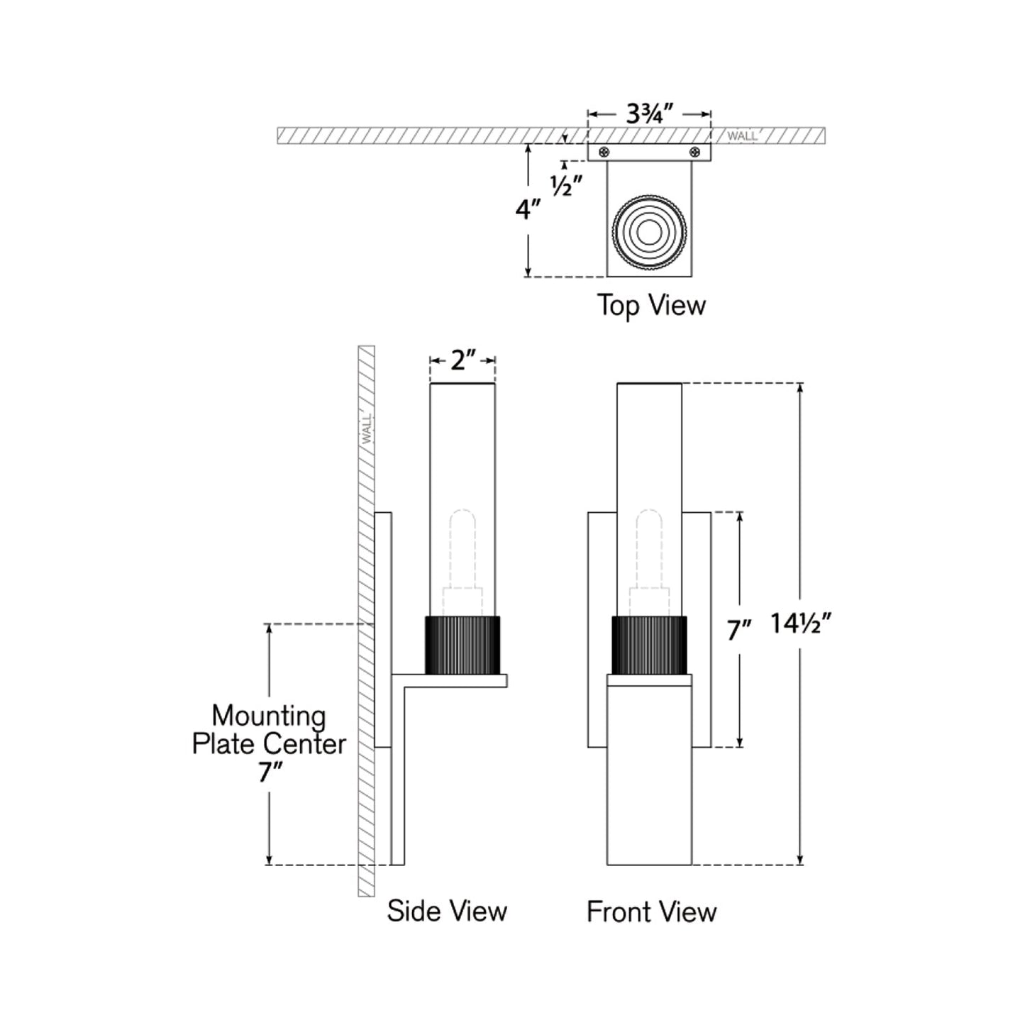 Beza Bath Wall Light - line drawing.