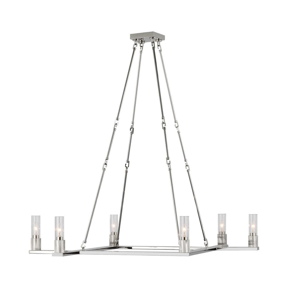 Beza Chandelier in Polished Nickel.