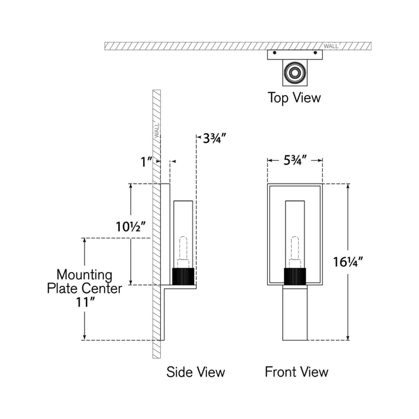 Beza Reflector Wall Light - line drawing.