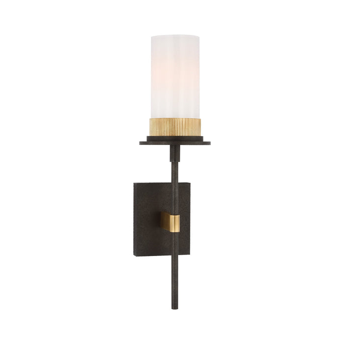 Beza Wall Light in Warm Iron and Antique Brass (White).