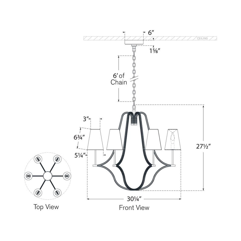 Biscayne Chandelier - line drawing.