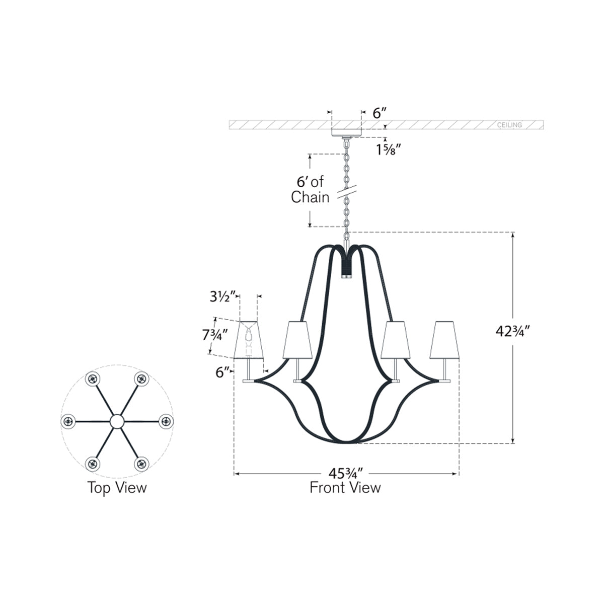 Biscayne Chandelier - line drawing.
