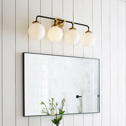 Bistro Bath Vanity Light in bathroom.