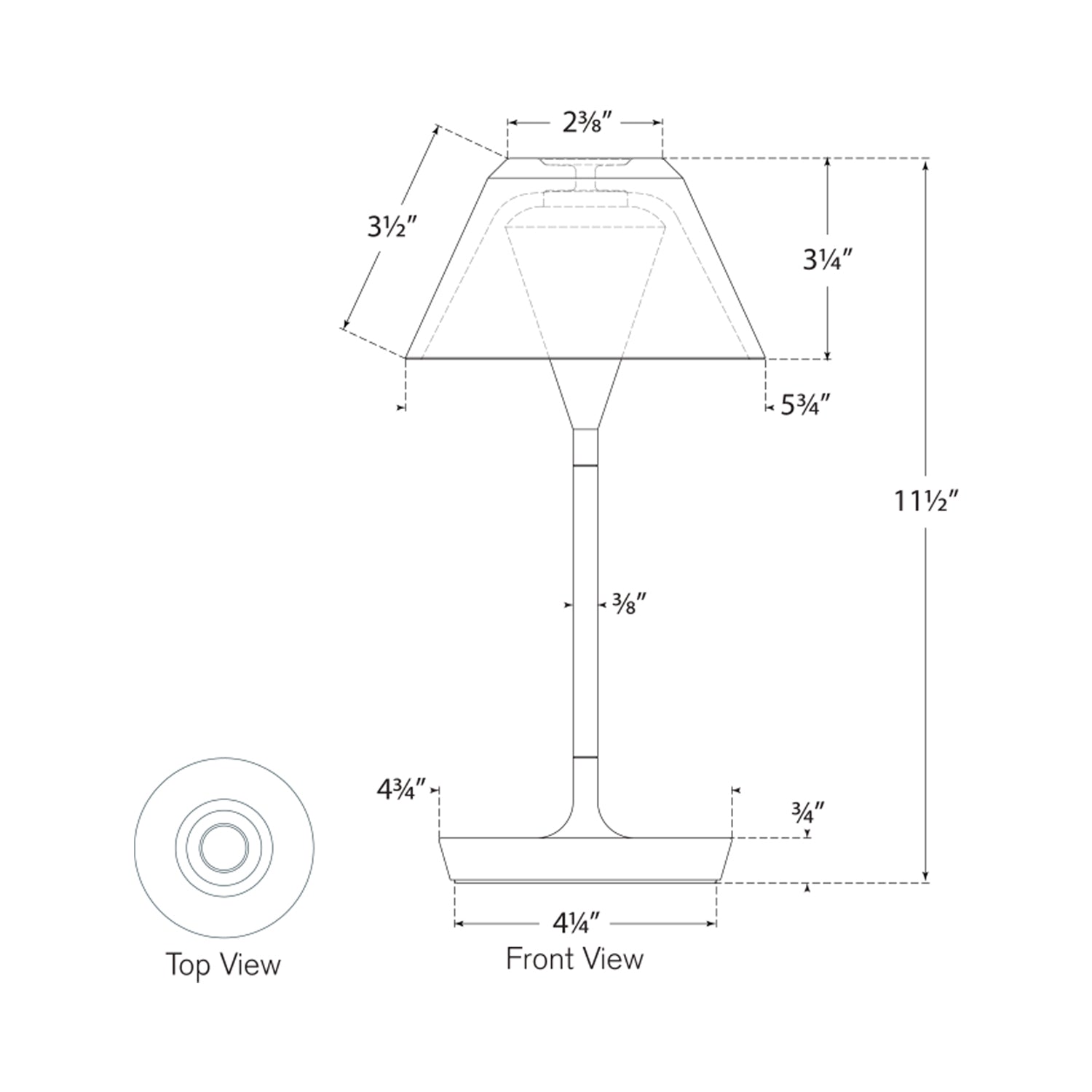 Blaze LED Rechargeable Table Lamp - line drawing.