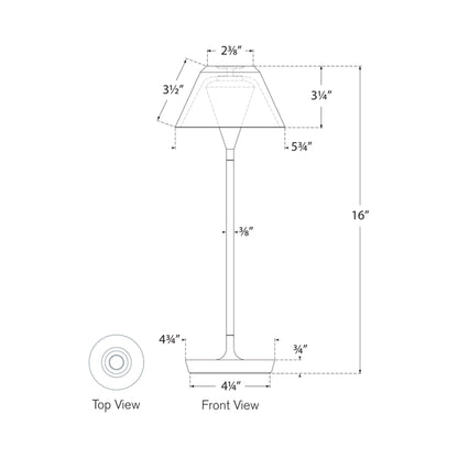 Blaze LED Rechargeable Table Lamp - line drawing.