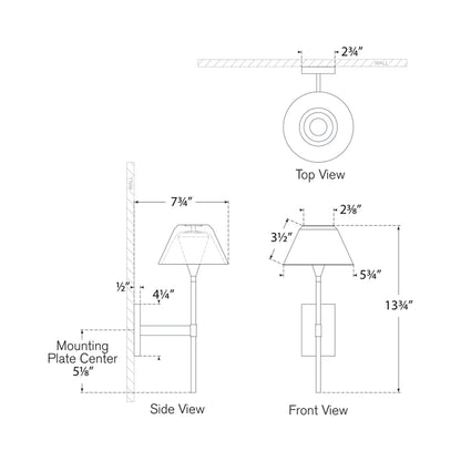 Blaze Tail LED Wall Light - line drawing.