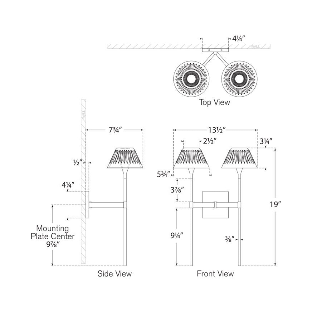 Blaze Tail Multi Light LED Wall Light - line drawing.