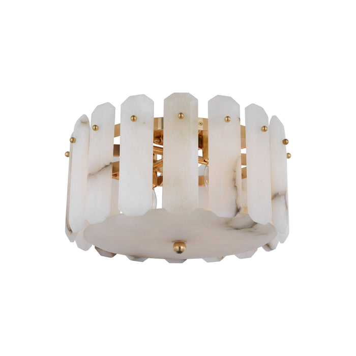 Bonnington Flush Mount Ceiling Light in Hand-Rubbed Antique Brass/Alabaster (Small).