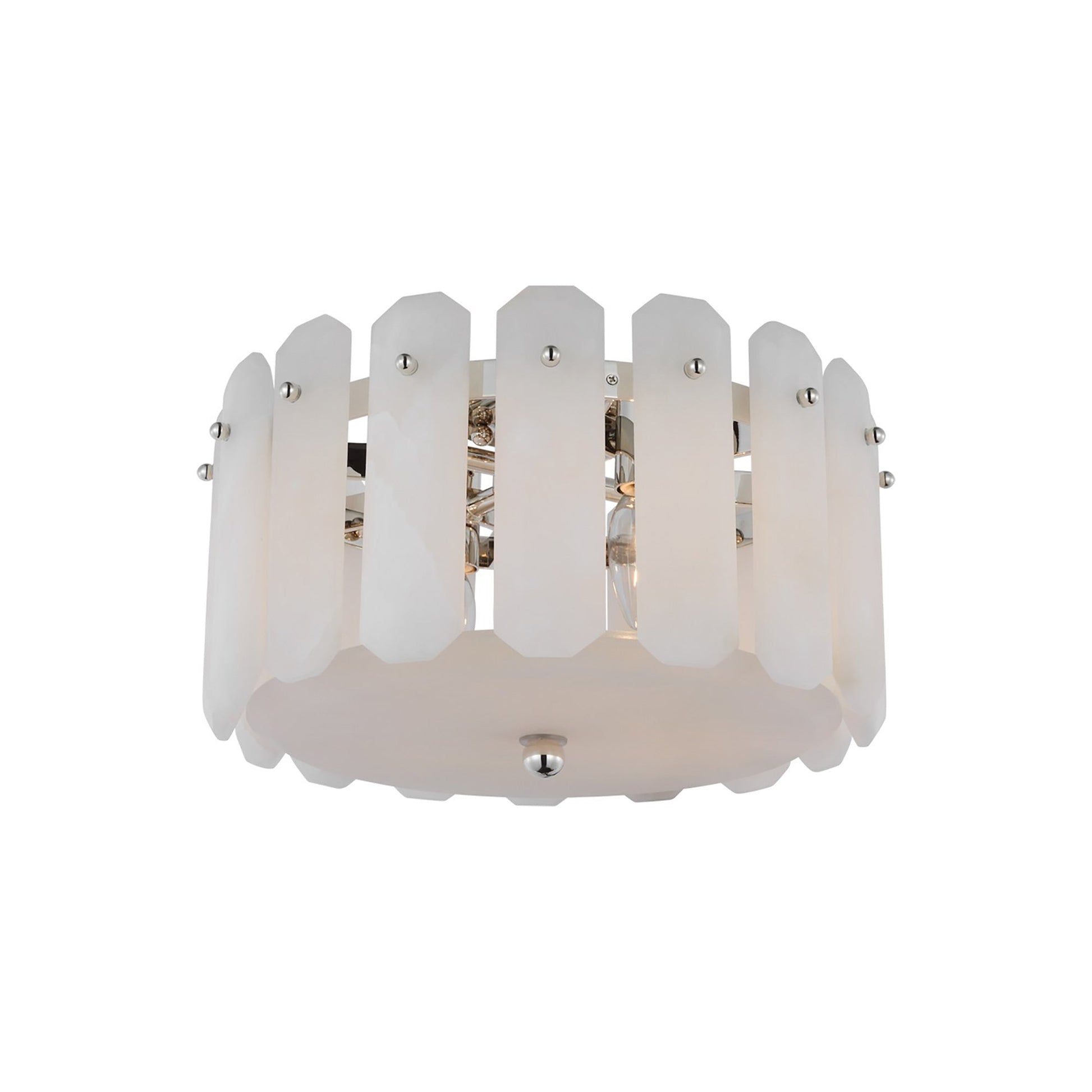 Bonnington Flush Mount Ceiling Light in Polished Nickel/Alabaster (Small).