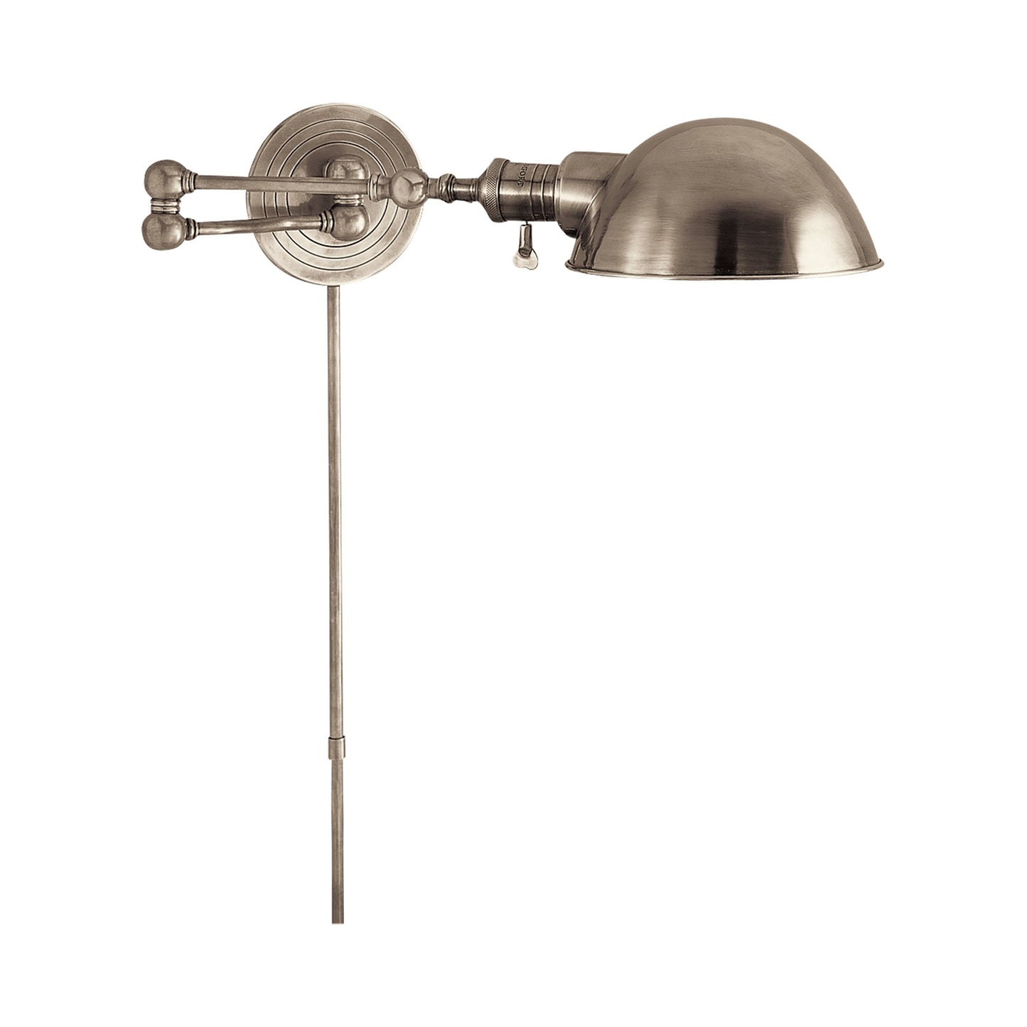 Boston Sing Arm SLG Wall Light in Antique Nickel.