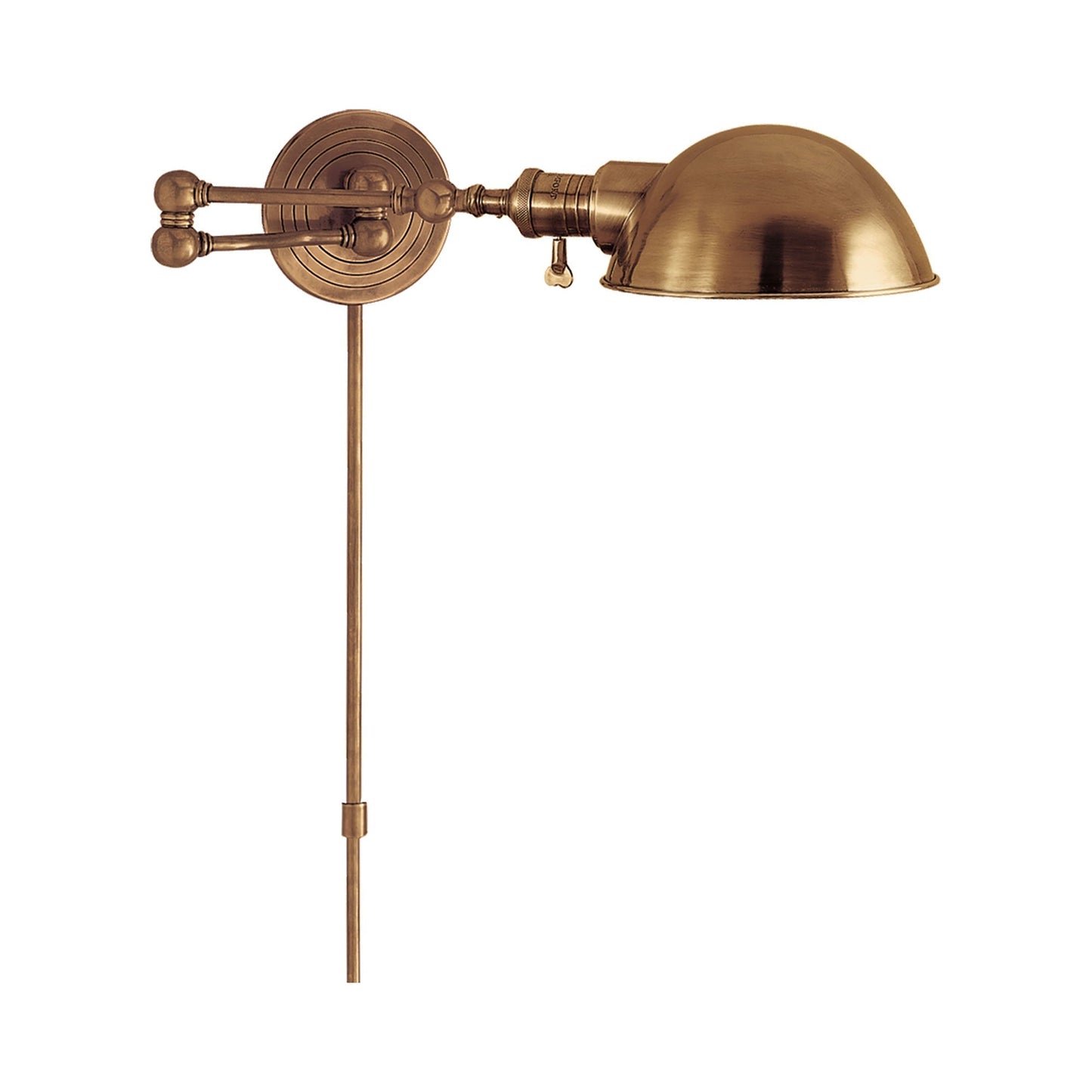 Boston Sing Arm SLG Wall Light in Hand-Rubbed Antique Brass.