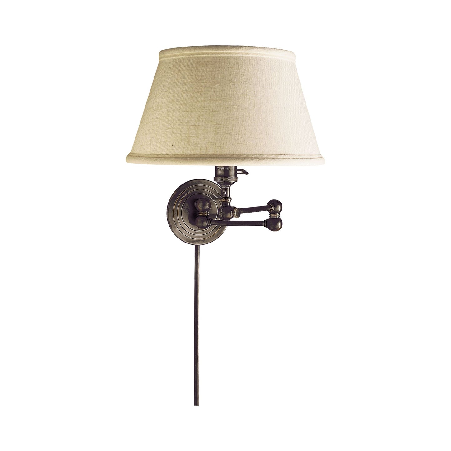 Boston Swing Arm Linen Shade Wall Light in Bronze.