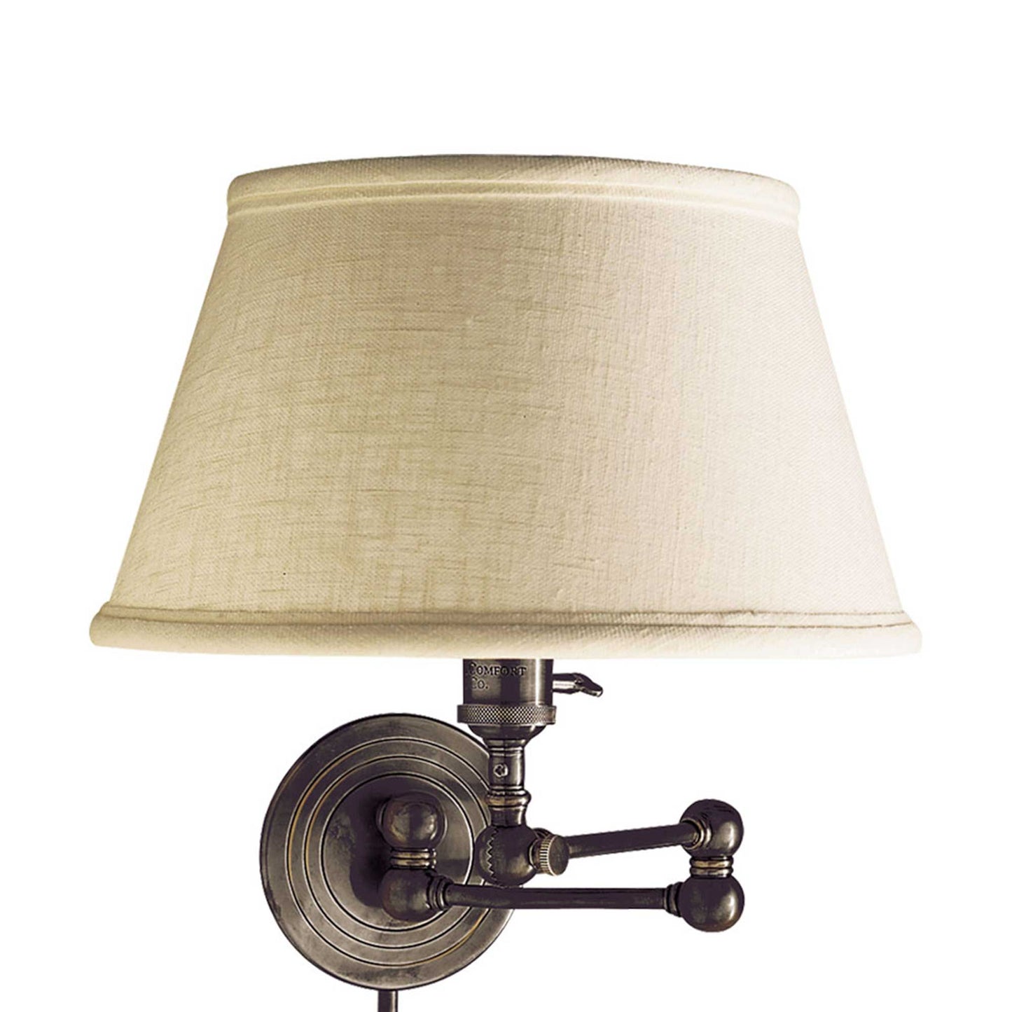 Boston Swing Arm Linen Shade Wall Light in Detail.