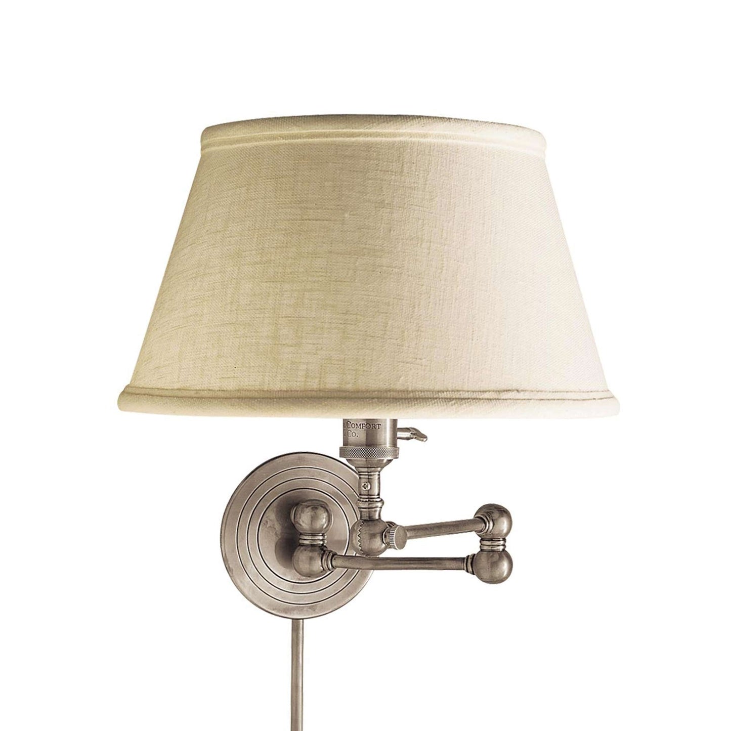 Boston Swing Arm Linen Shade Wall Light in Detail.