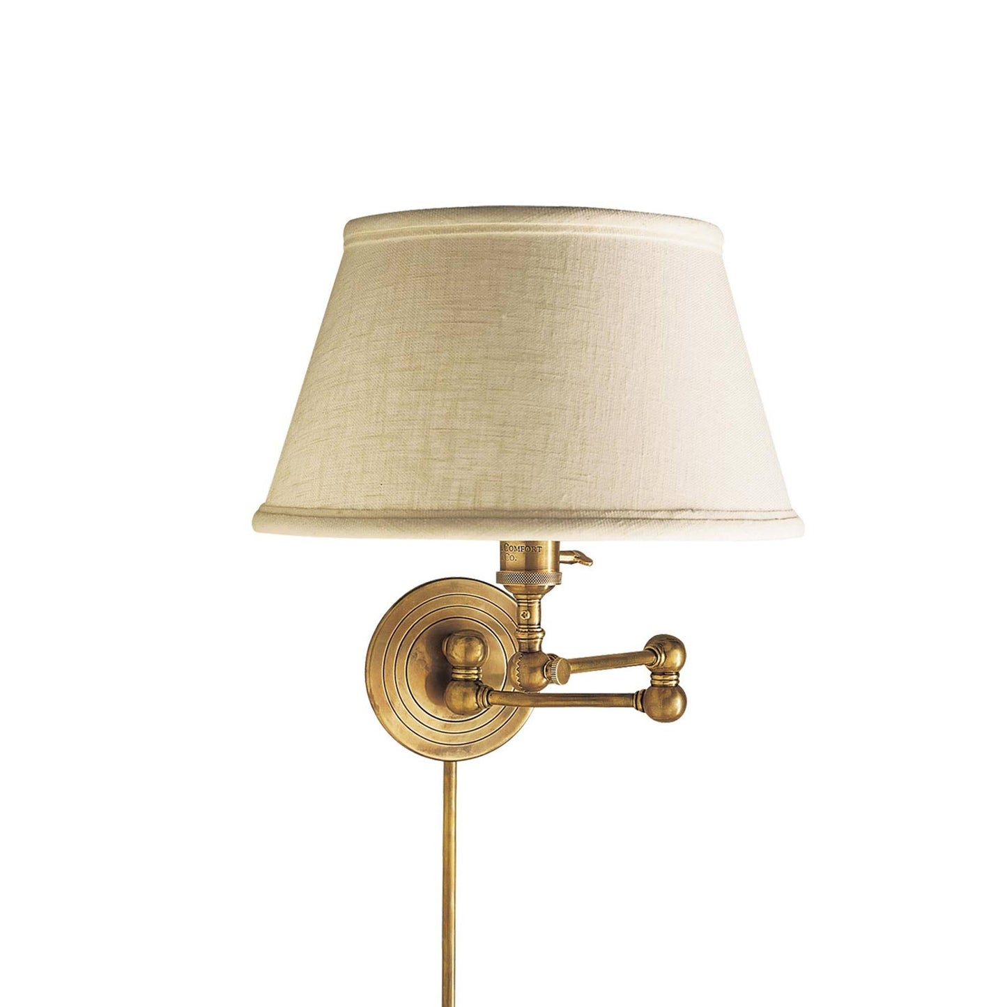 Boston Swing Arm Linen Shade Wall Light in Detail.