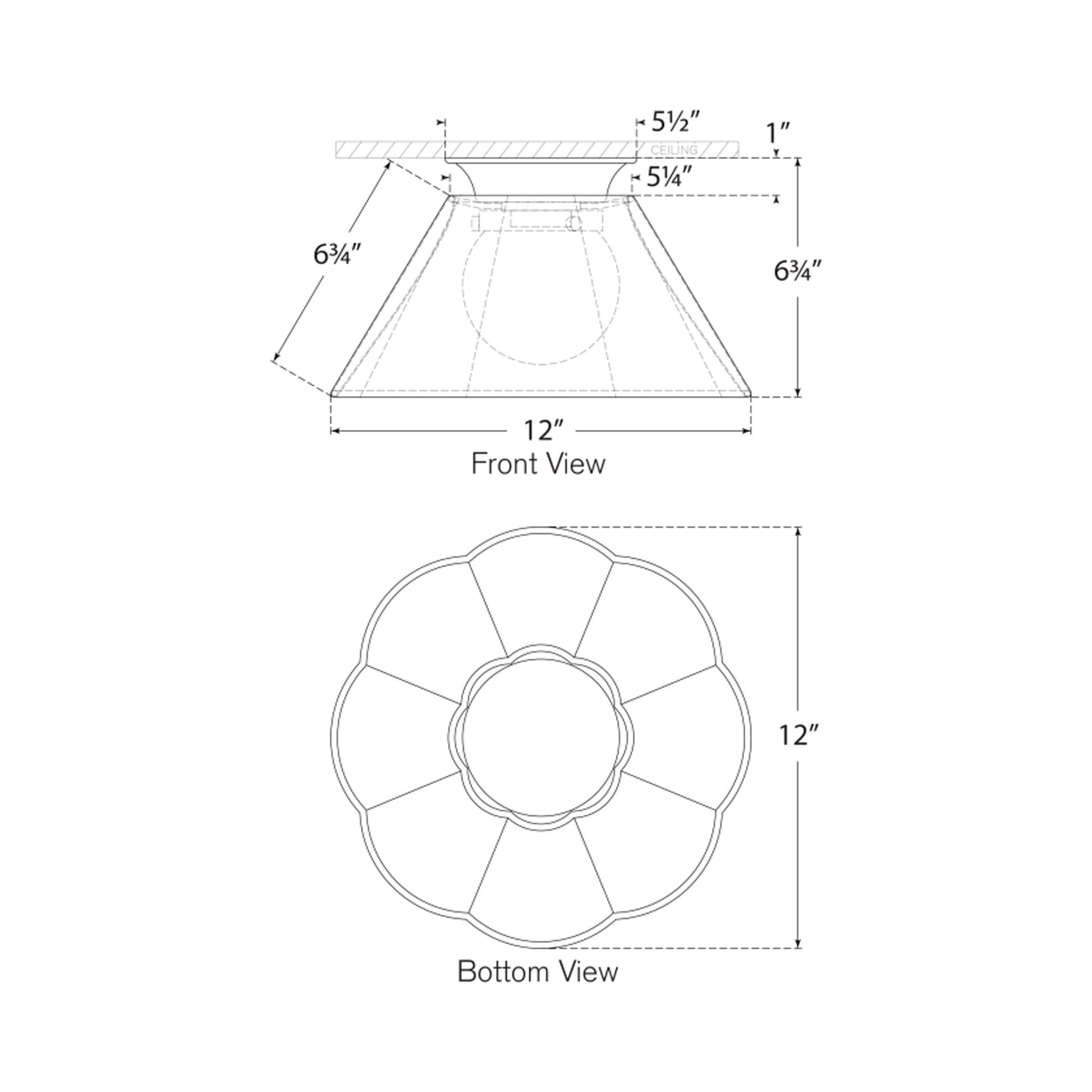 Bradley Flush Mount Ceiling Light - line drawing.