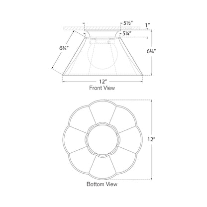 Bradley Flush Mount Ceiling Light - line drawing.