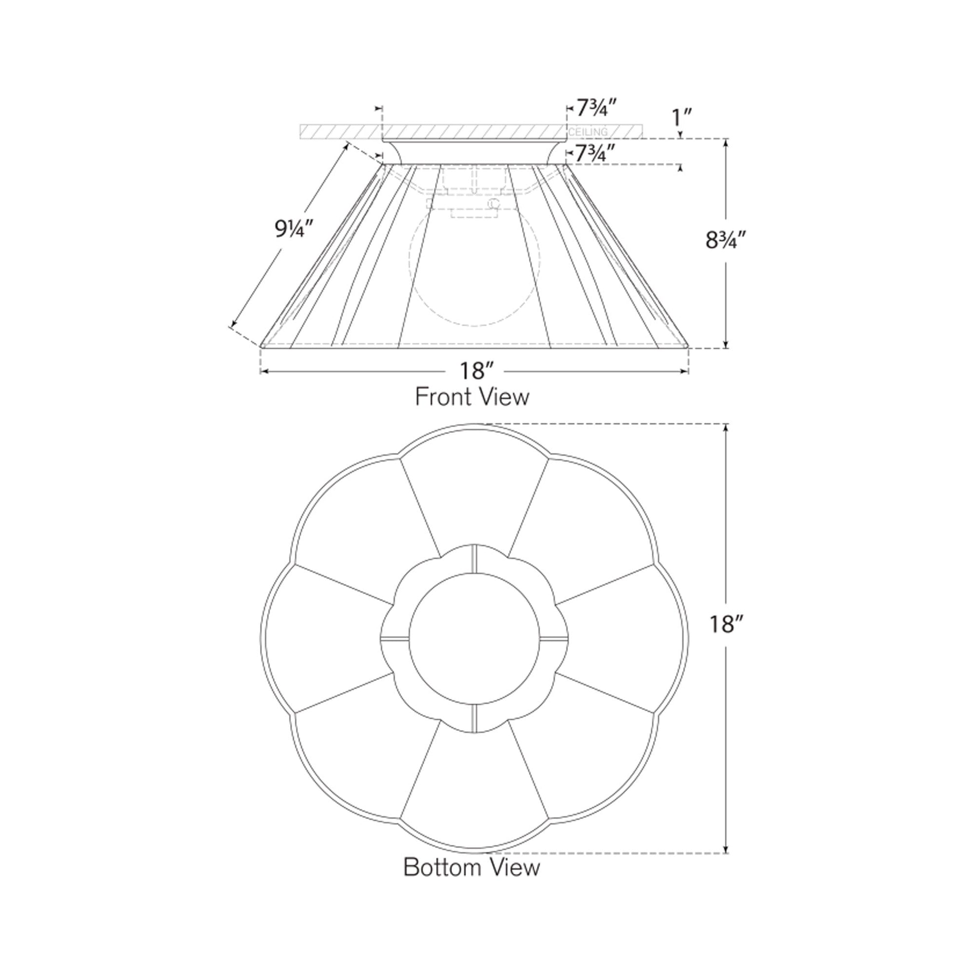 Bradley Flush Mount Ceiling Light - line drawing.