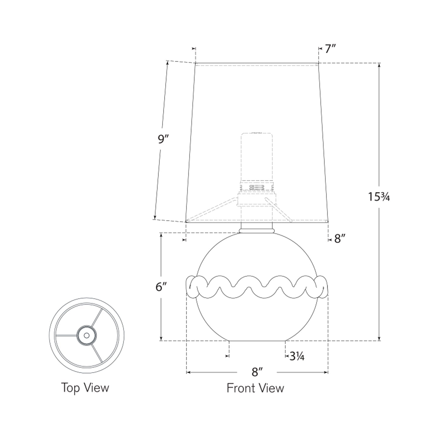Breslin LED Rechargeable Table Lamp - line drawing.
