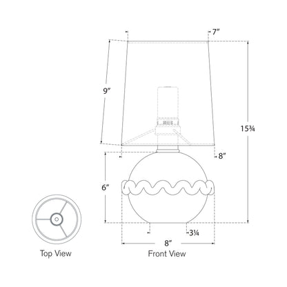 Breslin LED Rechargeable Table Lamp - line drawing.