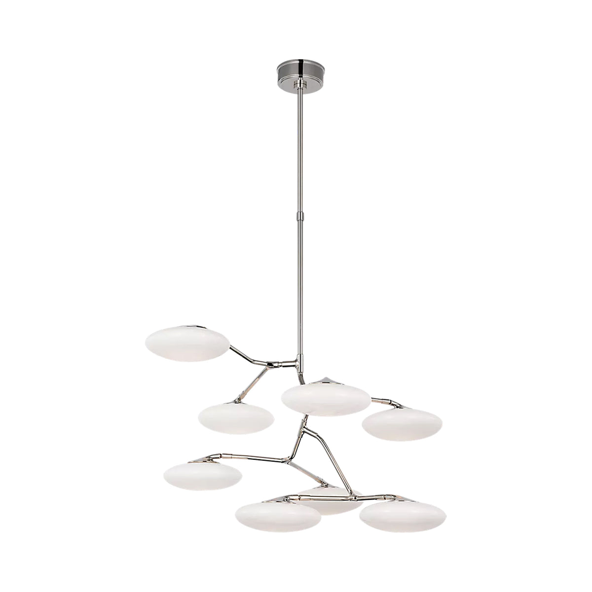 Brindille LED Vertical Chandelier in Polished Nickel.