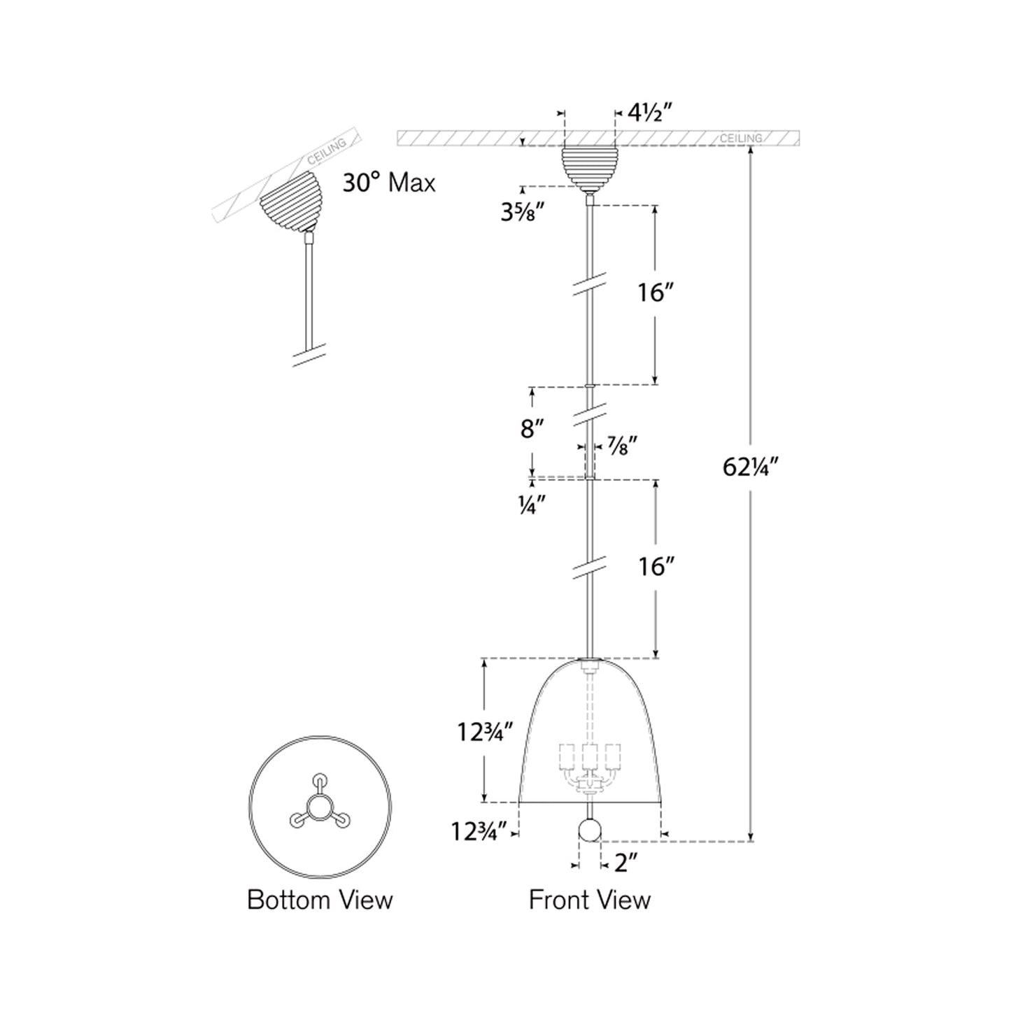 Brisa Pendant Light - line drawing.