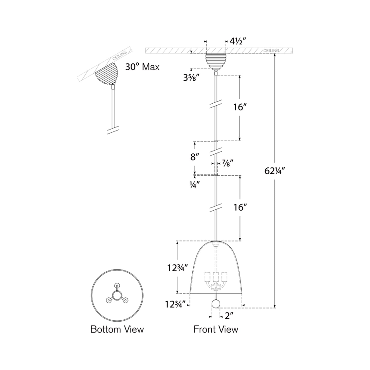 Brisa Pendant Light - line drawing.