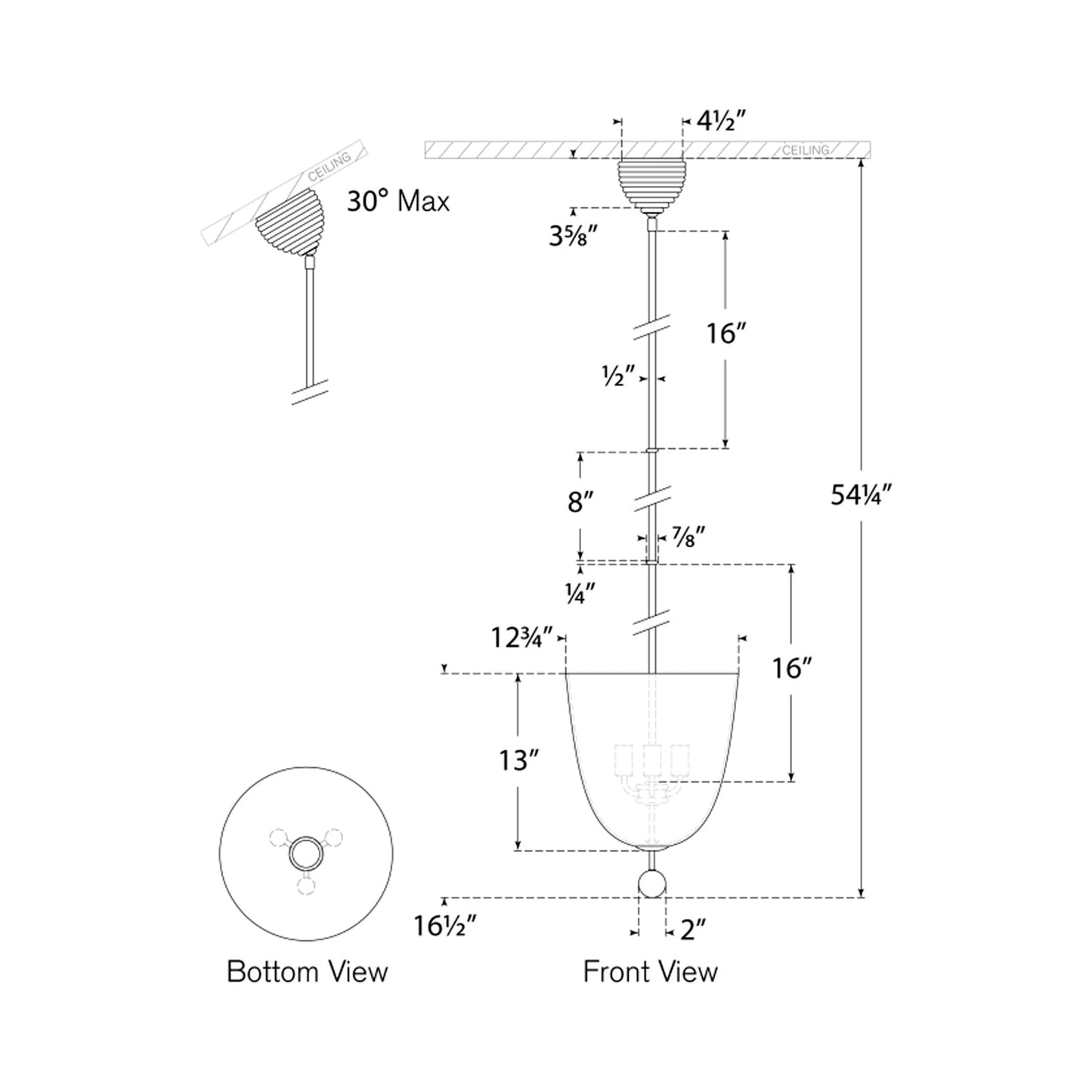 Brisa Pendant Light - line drawing.