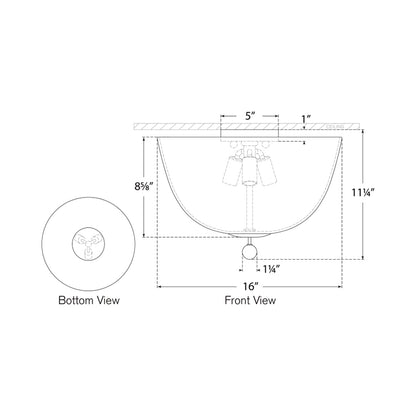Brisa Semi Flush Mount Ceiling Light - line drawing.