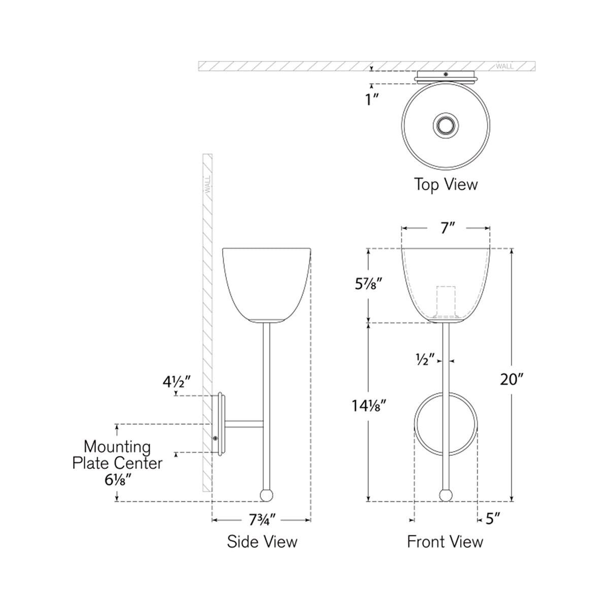 Brisa Wall Light - line drawing.