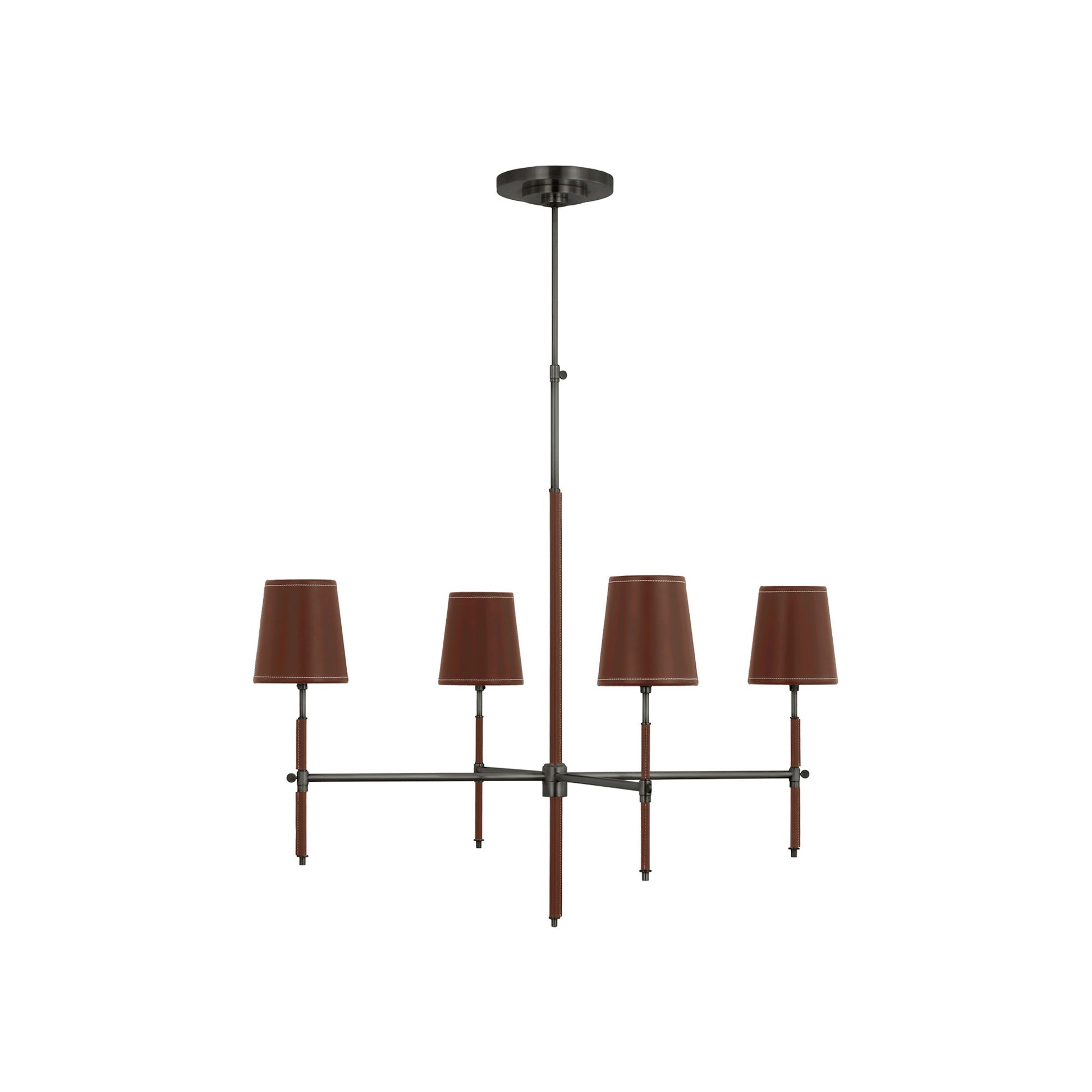 Bryant Chandelier in Bronze/Saddle Leather (Large/1-Tier/Wrapped/Saddle Leather).