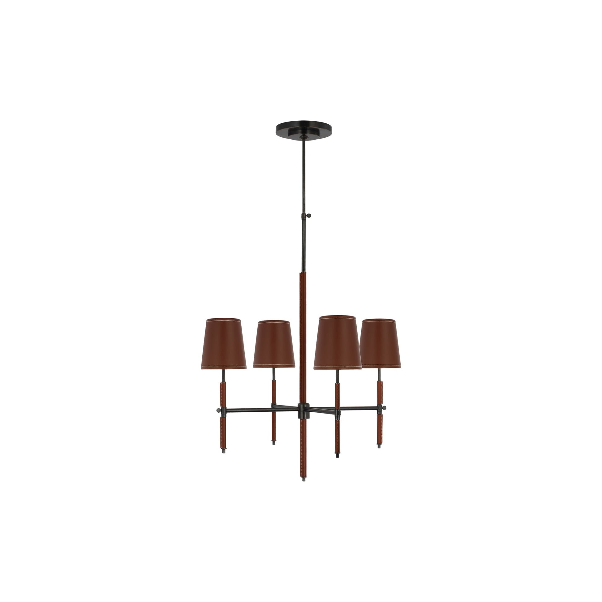 Bryant Chandelier in Bronze/Saddle Leather (Small/1-Tier/Wrapped/Saddle Leather).