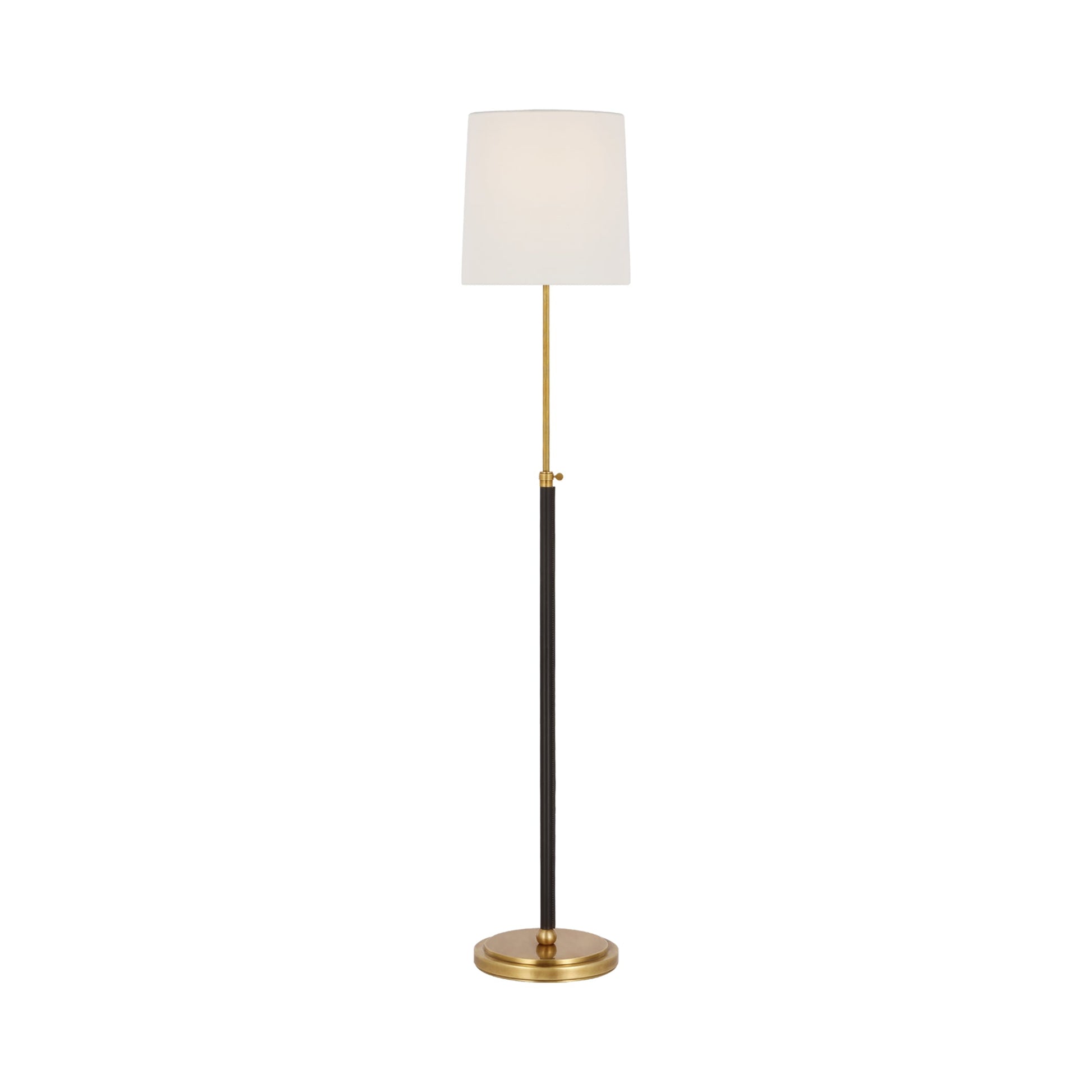 Bryant Floor Lamp in Hand-Rubbed Antique Brass/Chocolate Leather (Wrapped).