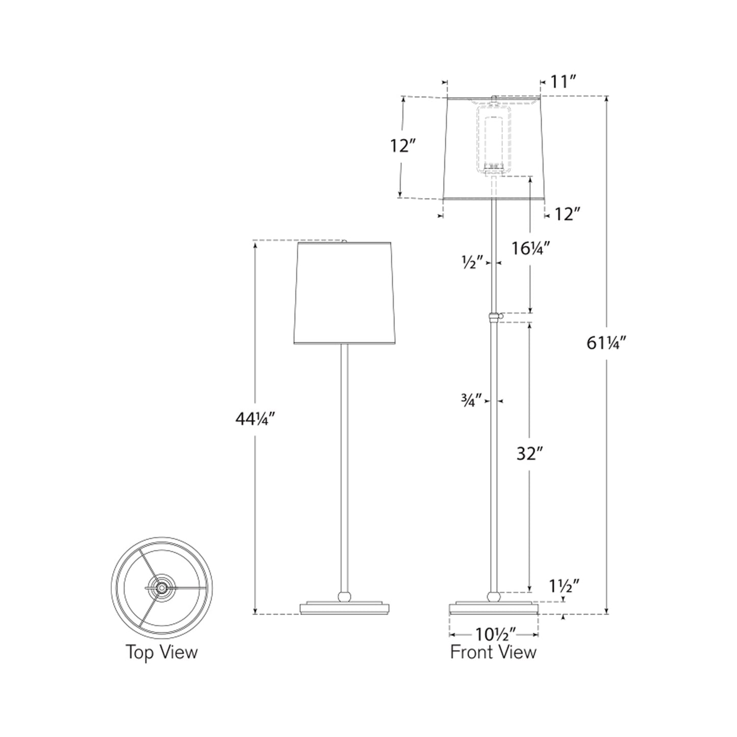 Bryant LED Rechargeable Floor Lamp - line drawing.