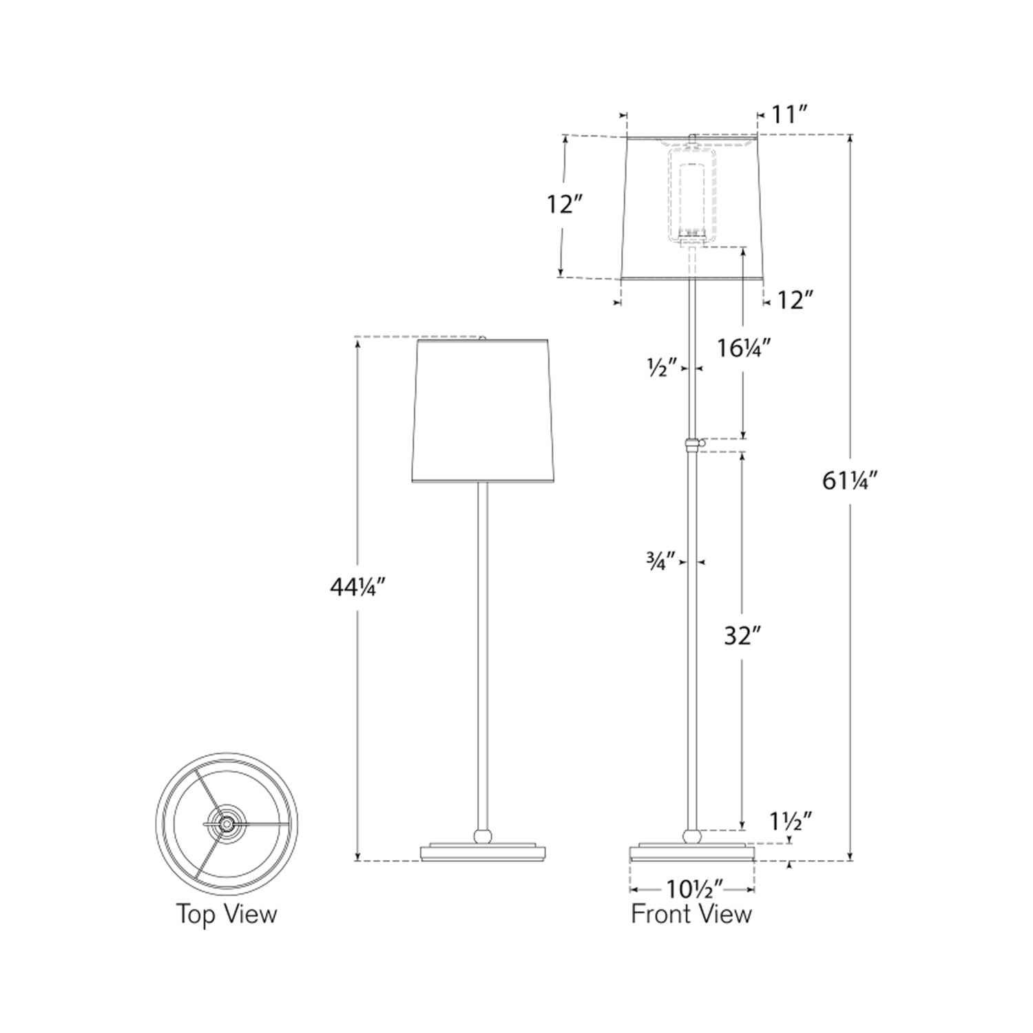 Bryant LED Rechargeable Floor Lamp - line drawing.