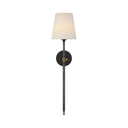 Bryant LED Rechargeable Tail Wall Light in Bronze and Hand-Rubbed Antique Brass.