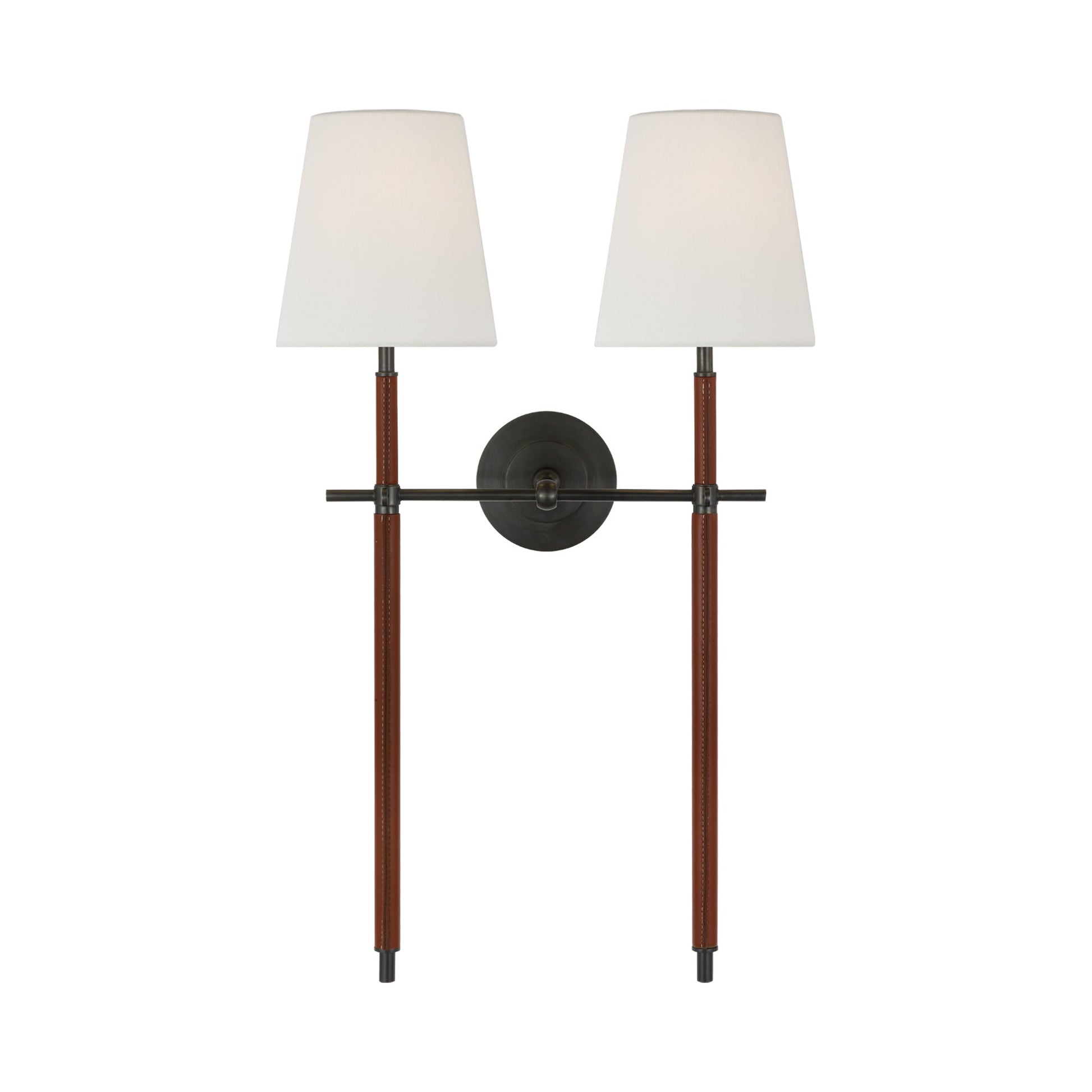 Bryant Tail Wall Light in Bronze and Saddle Leather (2-Light).