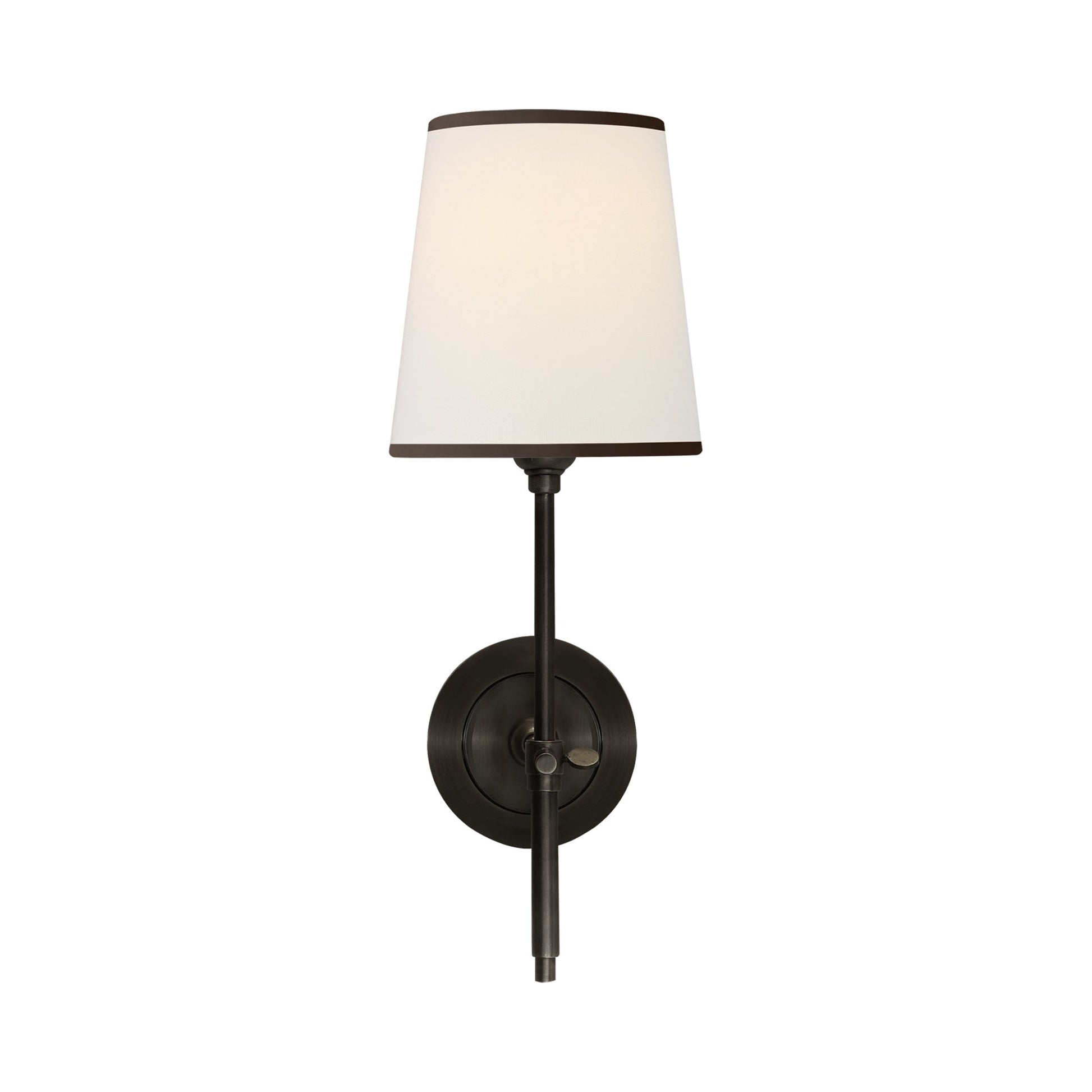 Bryant Wall Light in Bronze/Linen with Black Trim.