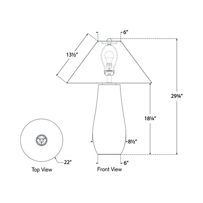 Cabazon Table Lamp - line drawing.