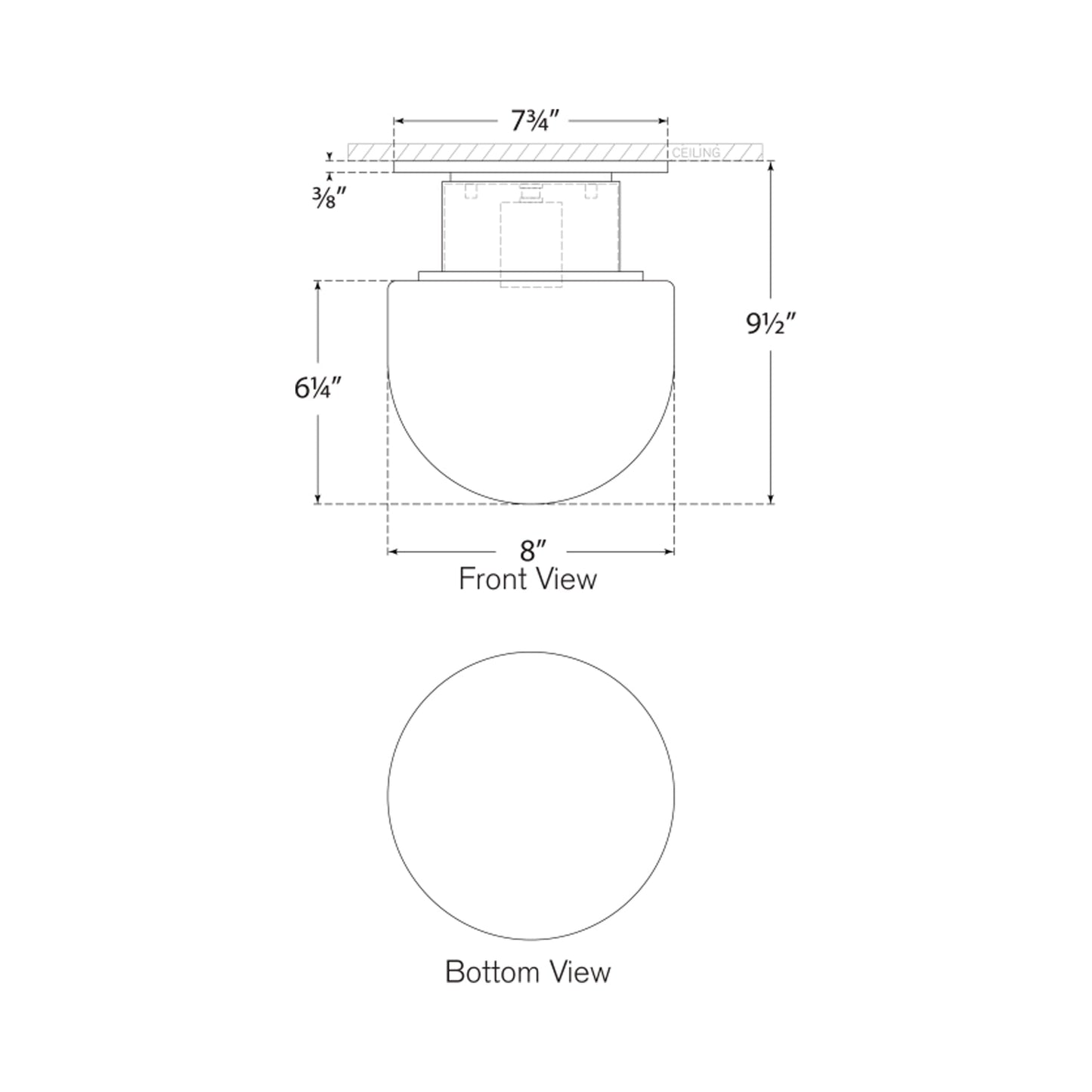 Callan Flush Mount Ceiling Light - line drawing.