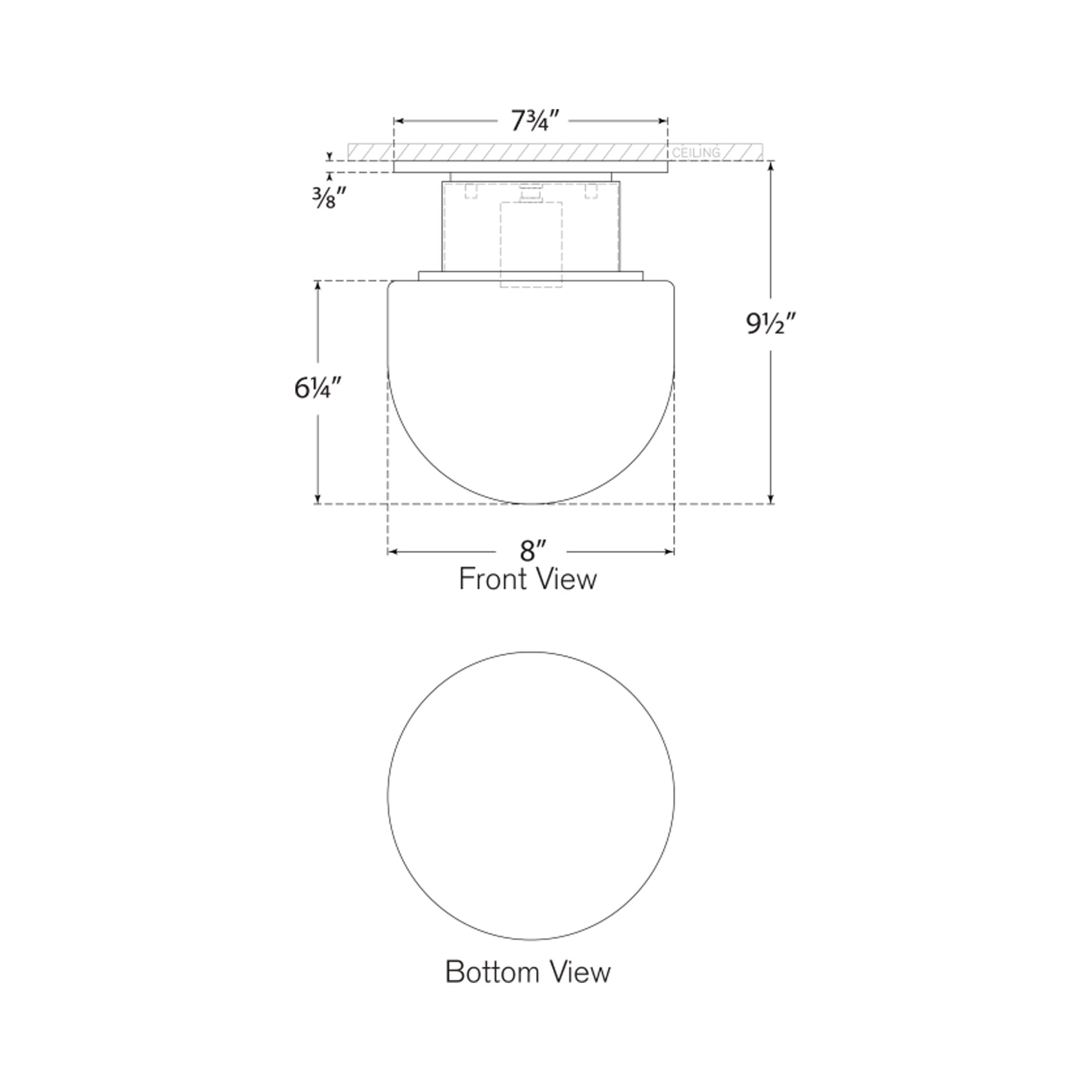 Callan Flush Mount Ceiling Light - line drawing.